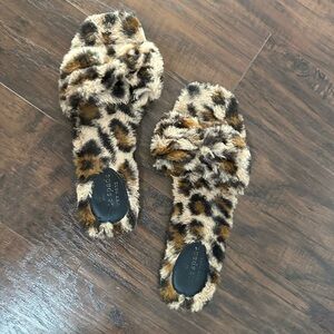 Kate Spade Faux Fur Leopard Print Slippers